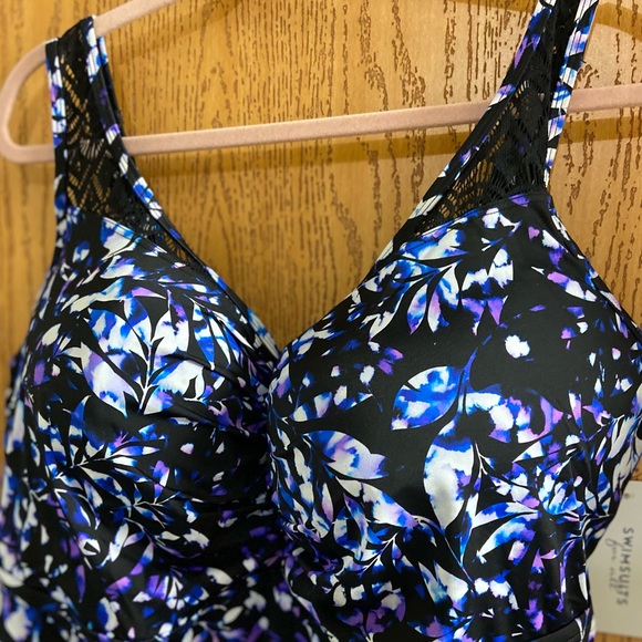 New Bra Size 36D Underwire Tankini Swimsuits For All ~ Crochet Trim ~ Like NEW - Picture 3 of 4